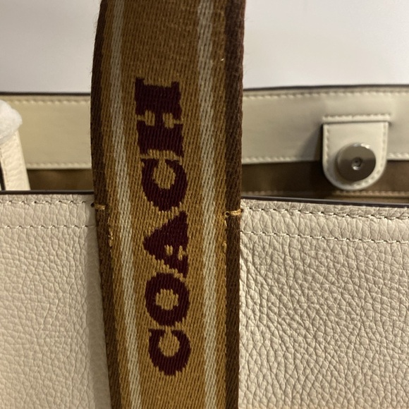 Coach Leather Web Smooth Tote Chalk Color NWT Crossbody Medium - Picture 10 of 10